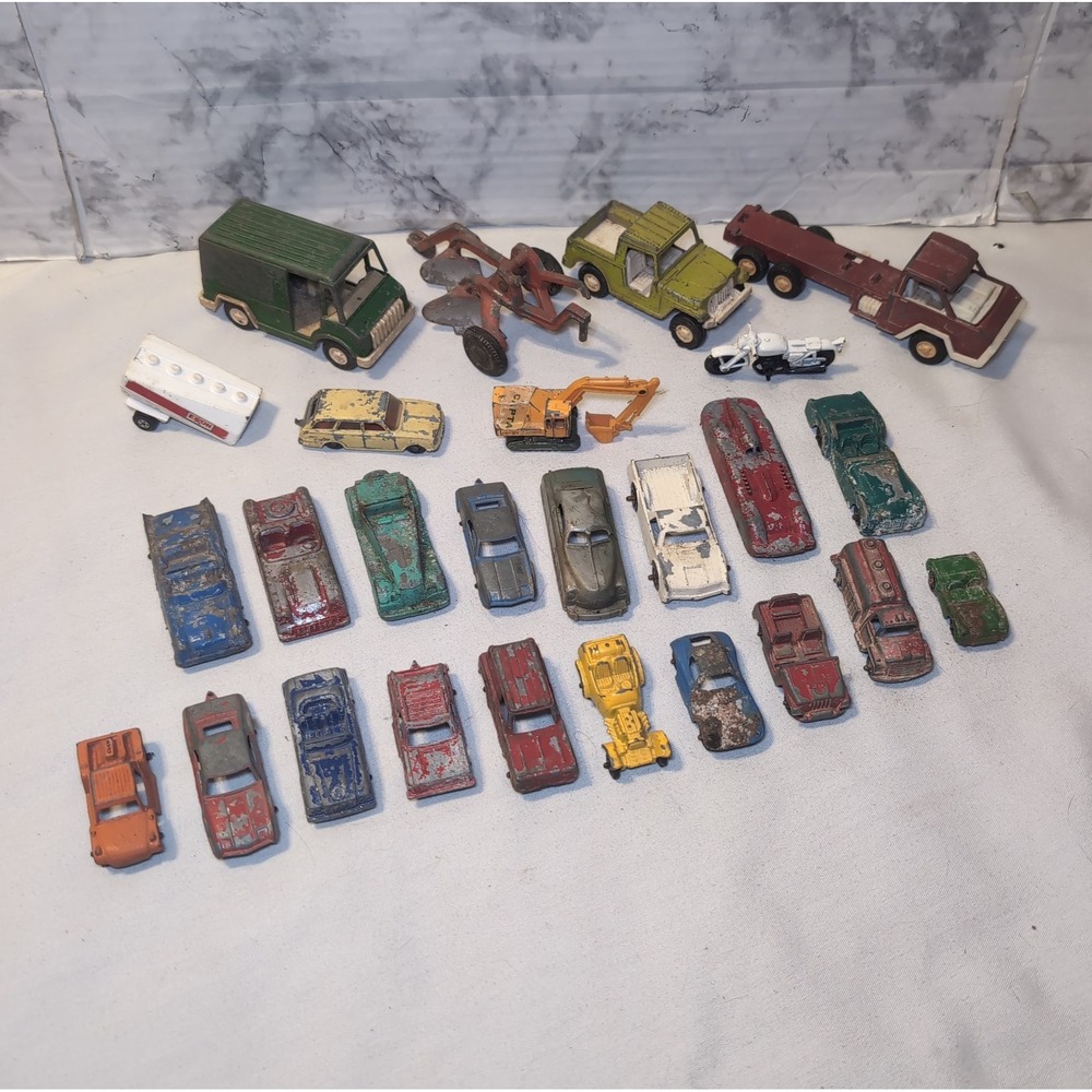 26x Vintage Diecast Toy Cars Trucks Tootsie Toy Matchbox Midgetoy For Repairs